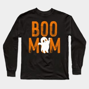 Boo Mom Funny Halloween Spooky Ghost Long Sleeve T-Shirt